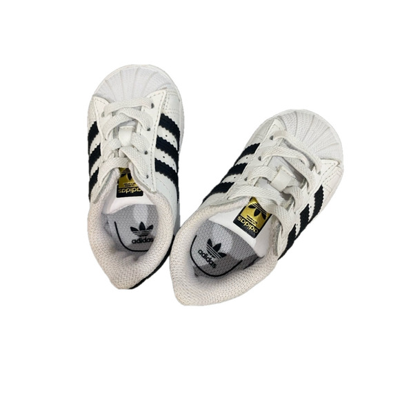 Baby Adidas Superstar Shoes White Black Size US 4K - Picture 3 of 8